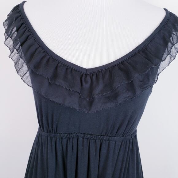 LOFT  Little Black Dress Chiffon Trim Feminine V-neck Size XSP or Girls Large - Picture 3 of 8
